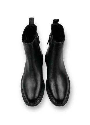 Женские кожаные деми ботинки черные классические на низком каблуке с молнией 1f3697-0900-a1780b molka 25666 фото