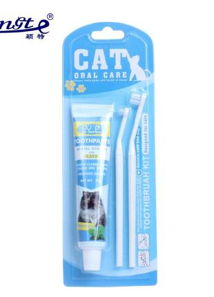 Набор для ухода за полостью рта кошек (зубная паста для удаления зубного камня + 2 щетки)3 фото