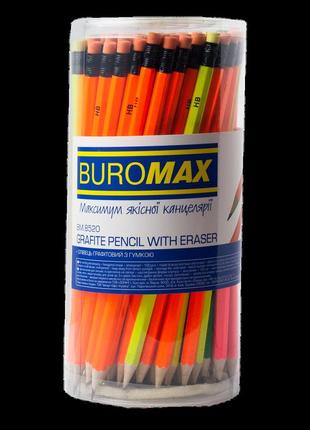 Олівець"buromax" hb neon з гумкою bm.8520