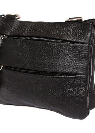 Мужская сумка черная, натуральная кожа