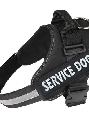 Шлея для собак посилена pet style "service dog" чорна