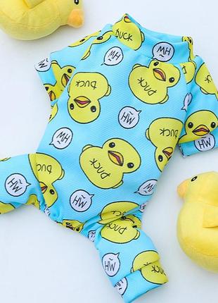 Піжама для собак pet style "качки" блакитна xs