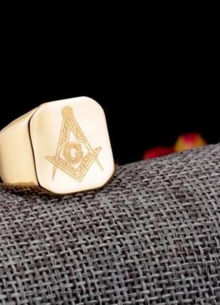 Мужское кольцо масонский перстень печатка сталь 316l  22 размер5 фото