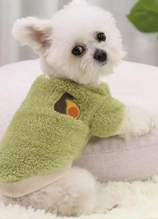 Махровий светр для собак pet style "авокадо" зелений3 фото