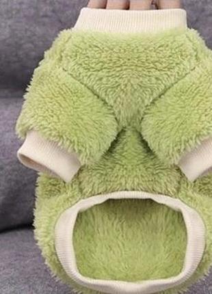 Махровий светр для собак pet style "авокадо" зелений2 фото