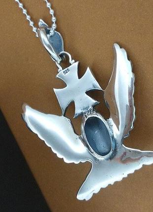 Срібний кулон мальтійський хрест орел байкерський 21 грам