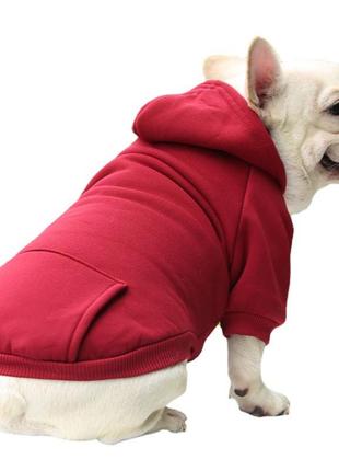 Толстовка с карманом для собак pet style "однотон" красная