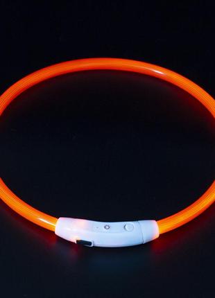 Led нашийник світлодіодний для собак на батарейці 20-70 см помаранчевий