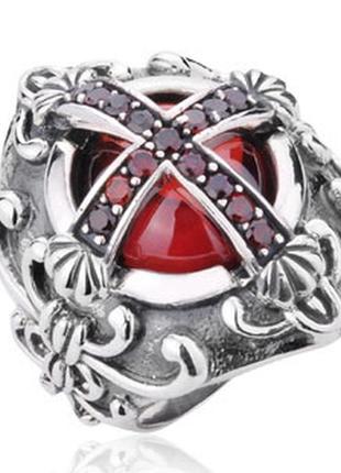 Мужское серебряное большое кольцо крест флер - де - лис 17,45 гр 20 размер
