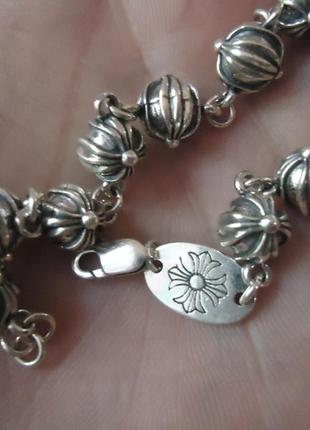 Жіночий срібний браслет кульки кельтський хрест chrome hearts 23 грами2 фото