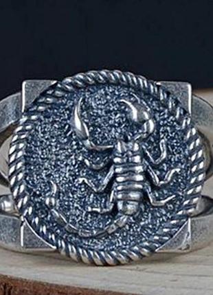 Мужское серебряное кольцо скорпион регулируется 9.5 грамм1 фото