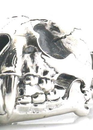 100% серебряный большой кулон череп саблезубый тигр 58 грамм подвижный6 фото