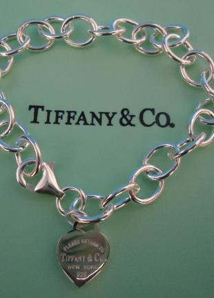 Серебряный браслет сердце якорный tiffany 1:13 фото