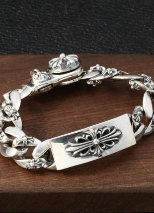 Чоловічий срібний браслет chrome hearts кельтський хрест 112 г 23,5 см6 фото