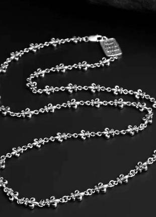 Унисекс женская серебряная цепочка  кельтская лилия 55 см 22 грамма