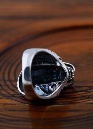 Мужское серебряное кольцо дракон сердце 18,5 размер гранат7 фото