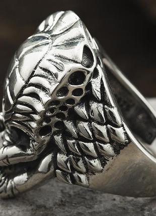 Мужское большое серебряное кольцо хищник регулируется 21 грамм6 фото