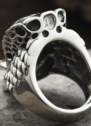 Мужское большое серебряное кольцо хищник регулируется 21 грамм5 фото
