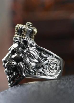 Серебряное кольцо мужское большое король лев 18,5 грамм разъемное 18-22 размер4 фото