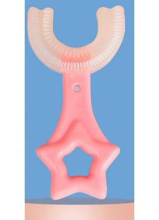 Детская зубная щетка, у-образная 2-6 лет / прибор для чистки зубов / u - образная / розовая/ 360 градусов2 фото