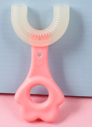 Детская зубная щетка, у-образная 2-6 лет / прибор для чистки зубов / u - образная / розовая/ 360 градусов1 фото