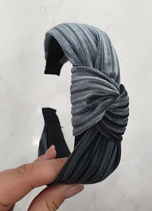 Ободок,обруч чалма серый