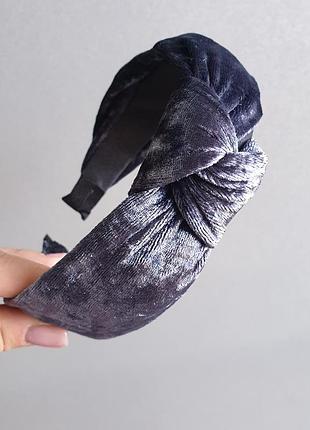 Обідок,обруч чалма велюровий синій