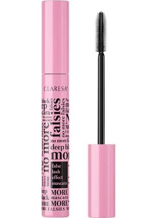 Ультрачерная тушь с эффектом накладных ресниц - claresa no more falsies deep black mascara, 10 г