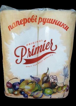 Рушники паперові прем'єр 21х21 см 2 рулони 55+55 відривів