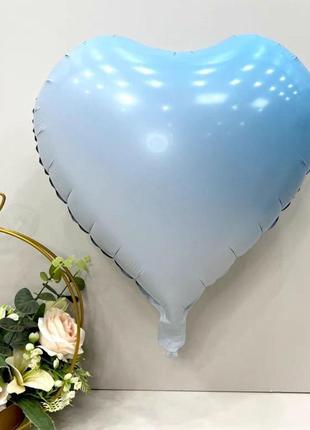 Фольгированный воздушный шар сердце, голубой