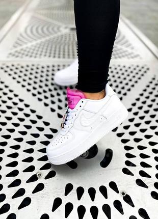 Жіночі кросівки nike air force 1 lx white lace "pink" (топ якість)5 фото