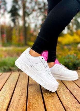 Жіночі кросівки nike air force 1 lx white lace "pink" (топ якість)7 фото