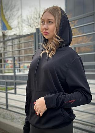 Жіночий демісезонний худі freedom чорний (двонитка)🇺🇦