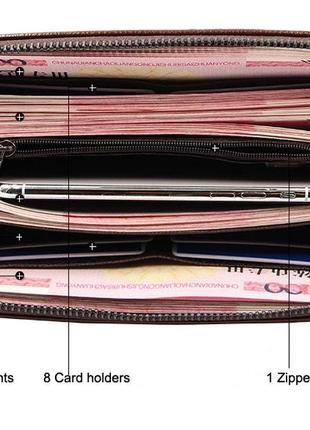 Мужской стильный вместительный клатч menbense чёрный из кожзама . кошелек портмоне из искусственной кожи8 фото
