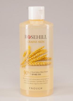 Омолаживающий тонер для лица enough rosehill grains skin 90% с рисом и центелой азиатской, 300 мл