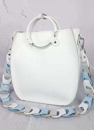 Оригинальная сумка из натуральной кожи, белая матовая 1710