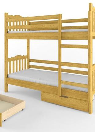 Деская деревянная двухярусная кровать "тандем" 80х200 разные цвета3 фото