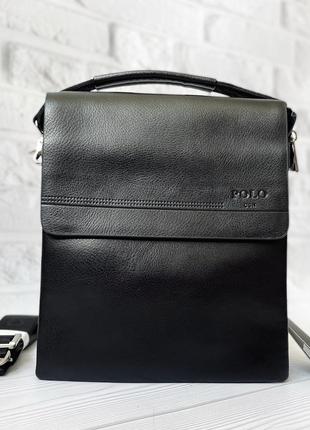 Кожаная мужская сумка-планшет, мужская сумка через плечо из кожи polo,барсетка мужская