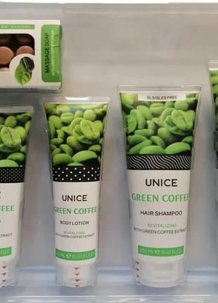 Набір для догляду за волоссям та тілом unice detox green coffee
