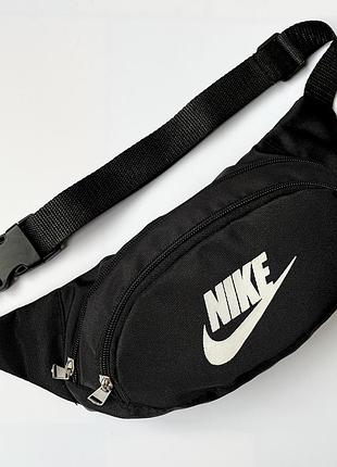 Сумка на пояс бананка молодежная спортивная nike черная текстильная