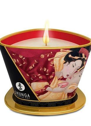 Масажна свічка shunga massage candle - sparkling strawberry wine (170 мл) з афродизіаками (so2513) feromon