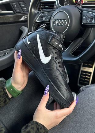 Жіночі кросівки nike air force mid utility all black white/женские кроссовки2 фото