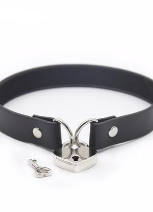 Замок вашего сердца: элегантный кожаный чокер с символом любви универсальный размер...