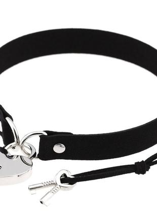 Замок вашего сердца: элегантный кожаный чокер с символом любви универсальный размер...