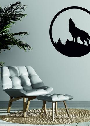 Декоративне настінне панно «вовк», декор на стіну2 фото