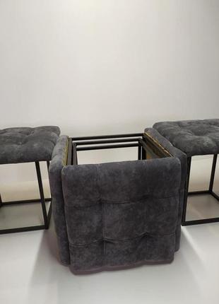 Пуф трансформер 5 в 1 для взрослых на колёсах пуфик квадратный кухонные стулья и...