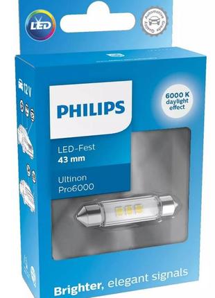 Автолампа c5w ultinon pro6000 led 12v 1w sv8,5 - блістер 1шт, (11866cu60x1)