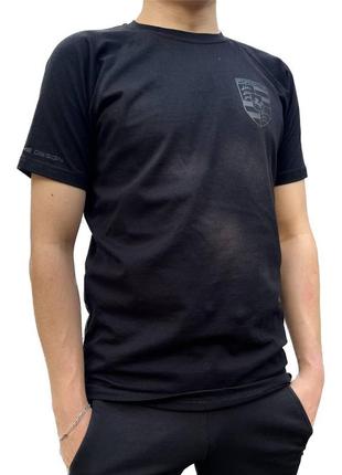 Чёрная мужская футболка porsche2 фото