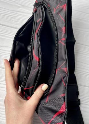 Сумка бананка мужская тканевая спортивная, сумка поясная молодежная nike черная с принтом4 фото