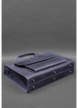 Шкіряна сумка для ноутбука та документів синій crazy horse blanknote арт. bn-bag-50-nn5 фото
